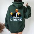 Drinking Presidents Trump 4Th Of July Donald Drunk Women Oversized Hoodie Back Print Forest