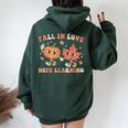 Fall In Love With Learning Fall Teacher Thanksgiving Retro Women Oversized Hoodie Back Print Forest