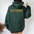 First Name Katherine Leopard Print Girl Cheetah Sister Mom Women Oversized Hoodie Back Print Forest