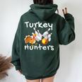 Bowling Turkey Hunters Strikes Bowling Women Oversized Hoodie Back Print Forest