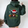 Dog Lovers Rottweiler Santa Hat Ugly Christmas Sweater Women Oversized Hoodie Back Print Forest
