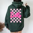 Girl Retro Dolly First Name Personalized Groovy Birthday Women Oversized Hoodie Back Print Forest