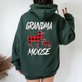 Grandma Moose Red Plaid Buffalo Matching Family Pajama Women Oversized Hoodie Back Print Forest