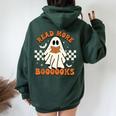 Halloween Read More Books Cute Boo Read A Book Teacher's Day Women Oversized Hoodie Back Print Forest