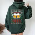It's The Most Wonderful Time For A Beer Santa Hat Christmas Women Oversized Hoodie Back Print Forest