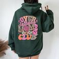 Leopard Over Stimulated Moms Club Anxious Moms Club Quote Women Oversized Hoodie Back Print Forest