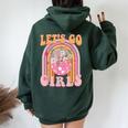 Let's Go Girls Retro Rainbow Cowgirl Disco Bachelorette Women Oversized Hoodie Back Print Forest