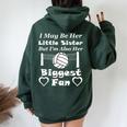 I May Be Her Little Sister Biggest Fan Volleyball Women Oversized Hoodie Back Print Forest