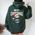 Meow Christmas Cat Mom Cat Dad Christmas Cat Women Oversized Hoodie Back Print Forest