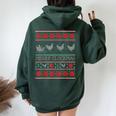 Merry Christmas Farmer Chicken Ugly Christmas Sweaters Women Oversized Hoodie Back Print Forest