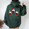 Merry Christmas Wine Lover Red White Alcoholic Drink Grapes Women Oversized Hoodie Back Print Forest