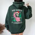 Merry Flaminmas Flamingo Lover Christmas Holiday Season Women Oversized Hoodie Back Print Forest