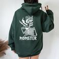Momster Skeleton Woman Coffee Halloween Mom Mama Women Oversized Hoodie Back Print Forest