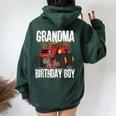 Monster Truck Family Matching Party Grandma Of The Birthday Women Oversized Hoodie Back Print Forest