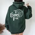Number One 1 Biggest Fan Volleyball Mom Volleyball Dad Women Oversized Hoodie Back Print Forest