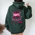 In October We Wear Pink Messy Bun Breast Cancer Awareness Women Oversized Hoodie Back Print Forest