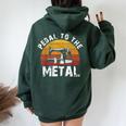 Pedal To The Metal Sewing Machine Quilting Vintage Women Oversized Hoodie Back Print Forest