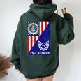Retired Air Force Technical Sergeant Half Rank & Flag Women Oversized Hoodie Back Print Forest