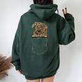 Romanian Mioritic Shepherd Puppy For A Dog Owner Pocket Women Oversized Hoodie Back Print Forest