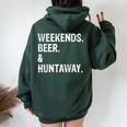 Weekends Beer And Huntaway New Zealand Huntaway Dog Women Oversized Hoodie Back Print Forest