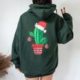 Santa's Hat Cactus Sweater Christmas Party Xmas Holidays Women Oversized Hoodie Back Print Forest