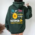 He Or She Grandpa To Bee Keeper Of The Gender Reveal Women Oversized Hoodie Back Print Forest