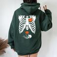 Skeleton Pregnancy Baby X-Ray Halloween Pregnant Mom Women Oversized Hoodie Back Print Forest