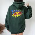 Super Mom Distressed Comic Mother Wife Women Oversized Hoodie Back Print Forest