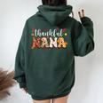 Thankful Nana Fall Autumn Thanksgiving Mom Grandma Women Oversized Hoodie Back Print Forest