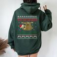Tis The Season To Be Sleepy Cute Sloth Christmas Ugly Women Oversized Hoodie Back Print Forest