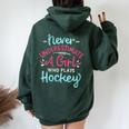Never Underestimate A Girl Who Plays Hockey Vintage Women Oversized Hoodie Back Print Forest