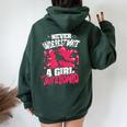 Never Underestimate A Girl With A Skateboard Women Oversized Hoodie Back Print Forest