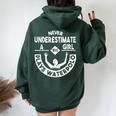 Never Underestimate A Girl Who Waterpolo Waterball Women Oversized Hoodie Back Print Forest