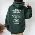 Never Underestimate An Old Lady Who Loves Cats Born In March Women Oversized Hoodie Back Print Forest