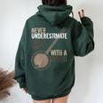 Never Underestimate An Old Man With A Banjo Music Instrument Women Oversized Hoodie Back Print Forest