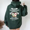 Never Underestimate An Old Woman Who Plays Mahjong Women Oversized Hoodie Back Print Forest