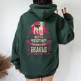 Never Underestimate Power Of Beagle Mom Women Oversized Hoodie Back Print Forest