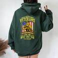 Never Underestimate A Veteran Military Women Oversized Hoodie Back Print Forest