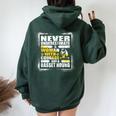 Never Underestimate Woman Courage And Her Basset Hound Women Oversized Hoodie Back Print Forest