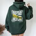Never Underestimate Woman Courage And A Brussels Griffon Women Oversized Hoodie Back Print Forest