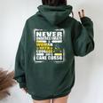Never Underestimate Woman Courage And A Cane Corso Women Oversized Hoodie Back Print Forest