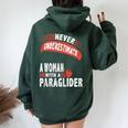 Never Underestimate Woman Paraglider Parachute Women Oversized Hoodie Back Print Forest