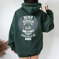 Veteran Wife Never Underestimate A Woman In The Military Women Oversized Hoodie Back Print Forest