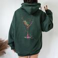 Watercolor Glass Of Martini Cocktails Wine Shot Alcoholic Women Oversized Hoodie Back Print Forest
