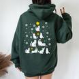 Cats Christmas Tree Cute Cat Lover Xmas Winter Girls Women Oversized Hoodie Back Print Navy Blue