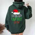 Forced Family Fun Sarcastic Christmas Pajama Family Women Oversized Hoodie Back Print Navy Blue