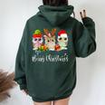 Owl Lover Christmas Owls Ugly Christmas Sweater Women Oversized Hoodie Back Print Navy Blue