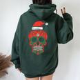 Sugar Skull Santa Hat Mexican Christmas Xmas Pj Women Oversized Hoodie Back Print Navy Blue