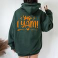 Yes I Yam She's My Sweet Potato Couple Matching Thanksgiving Women Oversized Hoodie Back Print Navy Blue