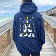 Cats Christmas Tree Cute Cat Lover Xmas Winter Girls Women Oversized Hoodie Back Print Forest